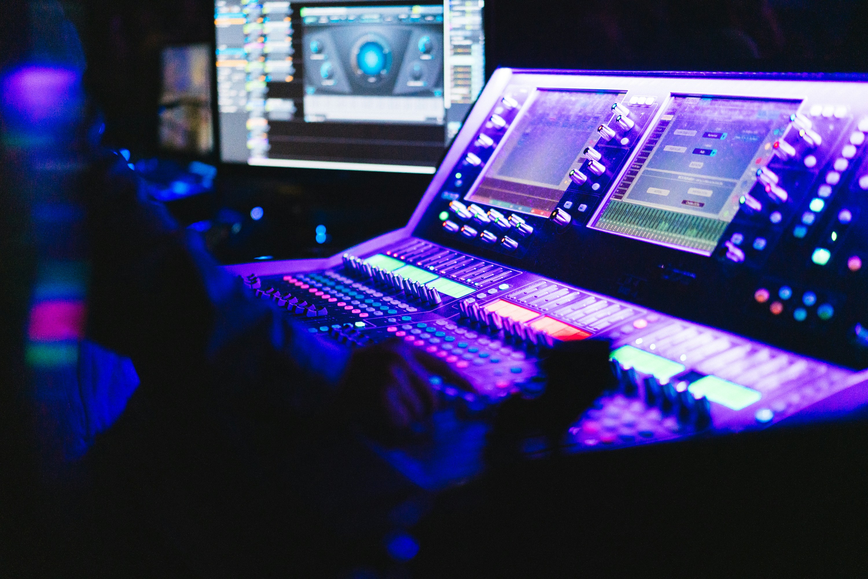 Purple mixing desk